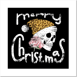 Skull Roses Merry Christmas Posters and Art